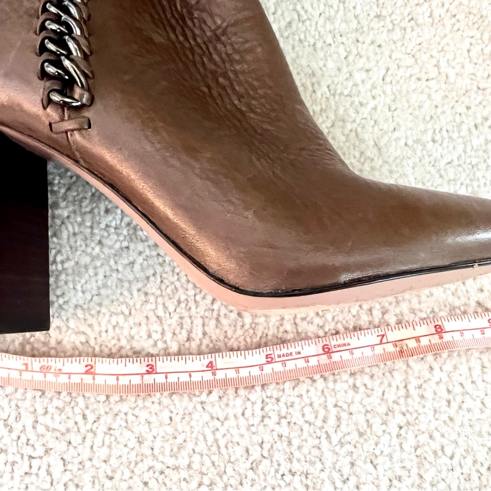 COACH Brown Mocha Leather Ankle Boots with Square Heel 7.5M - Picture 11 of 12